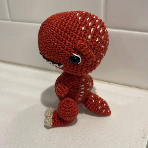 Handcrafted Tyrannosaurus Rex T-Rex Dinosaur Decor Amigurui Crochet Figure Toy - Picture 6 of 12